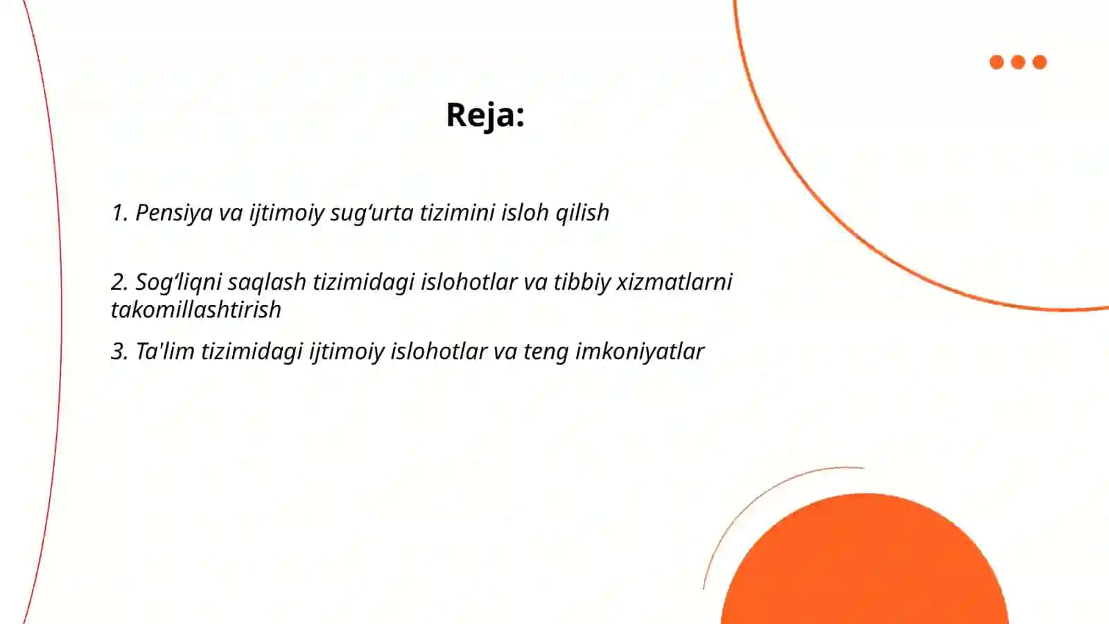 O‘zbekiston Respublikasida ijtimoiy sohadagi islohotlar 2
