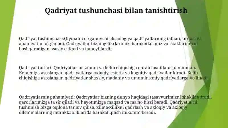 Qadriyat Tushunchasining Ma'Nosi Va Uning Umumiy Tasnifi 2