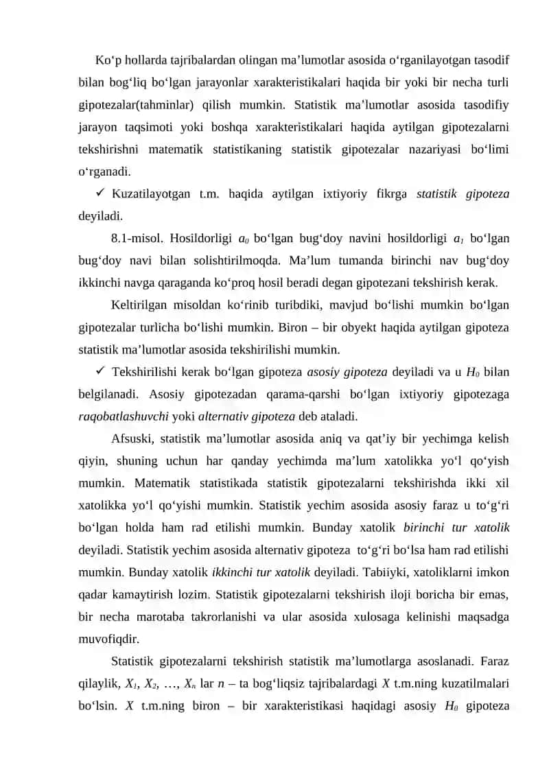Statistik gipotezalar 2