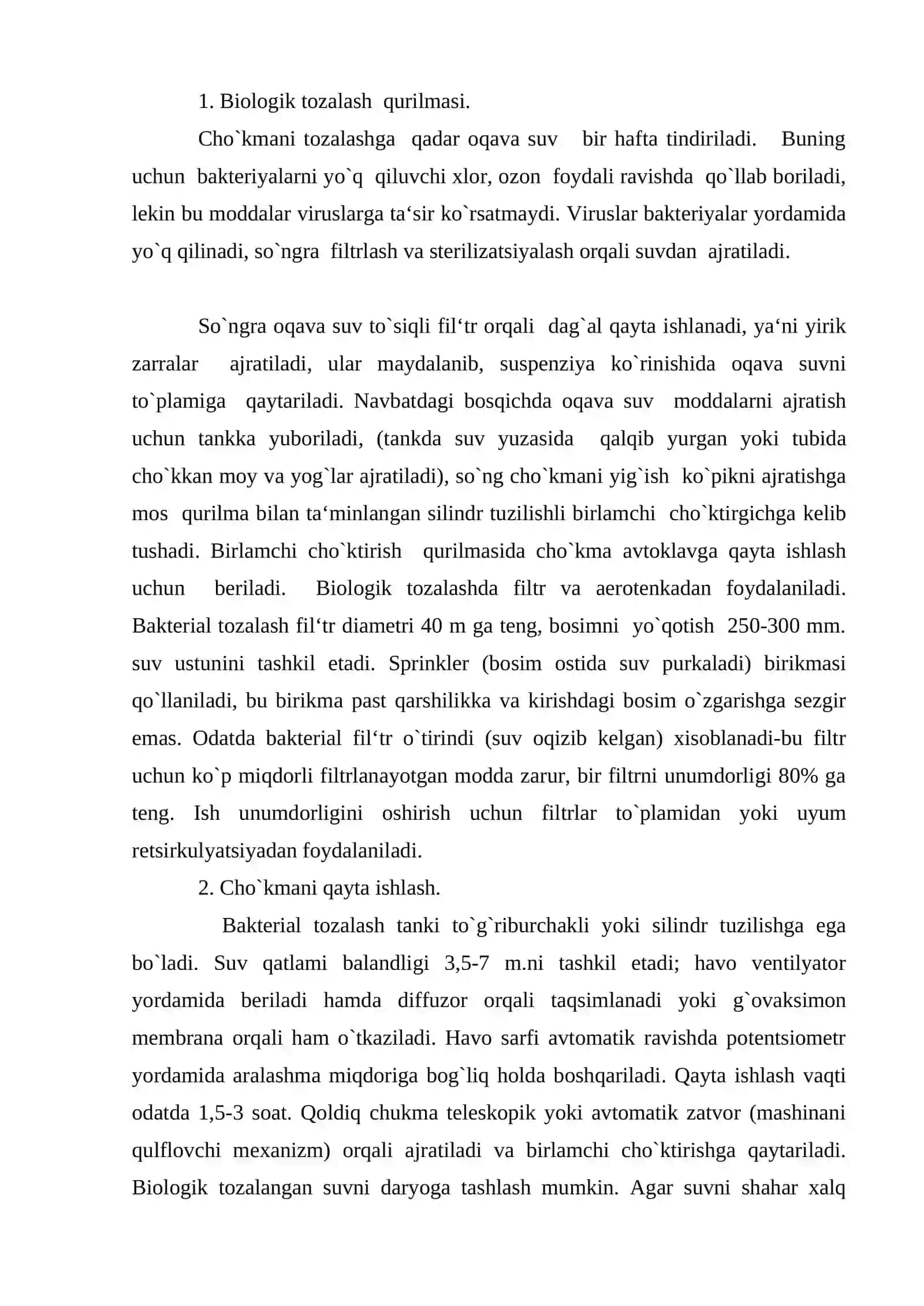 Oqava suvlarni tozalash 2