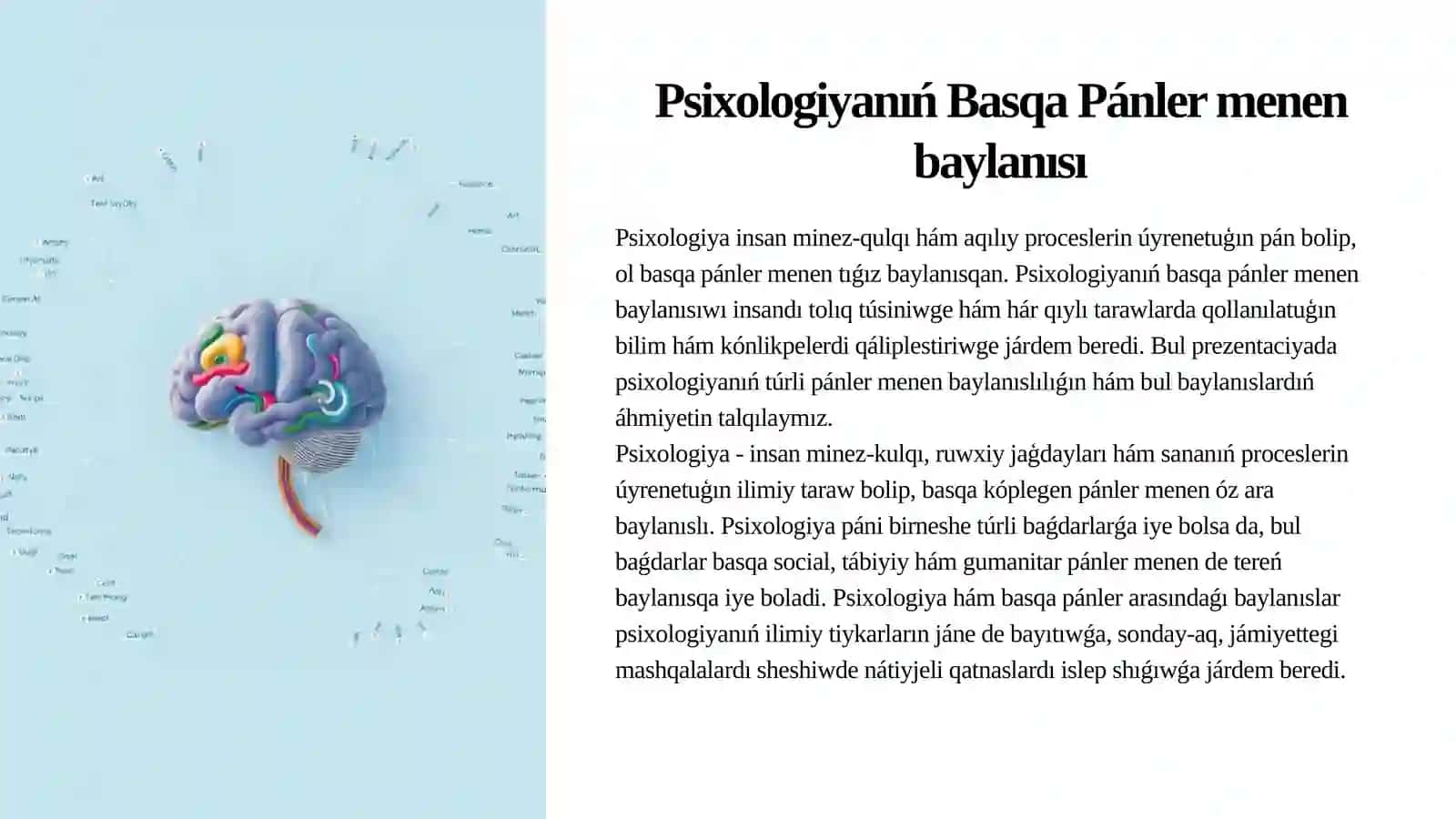 Psixologiyanıń Basqa Pánlermen Baylanısı 2