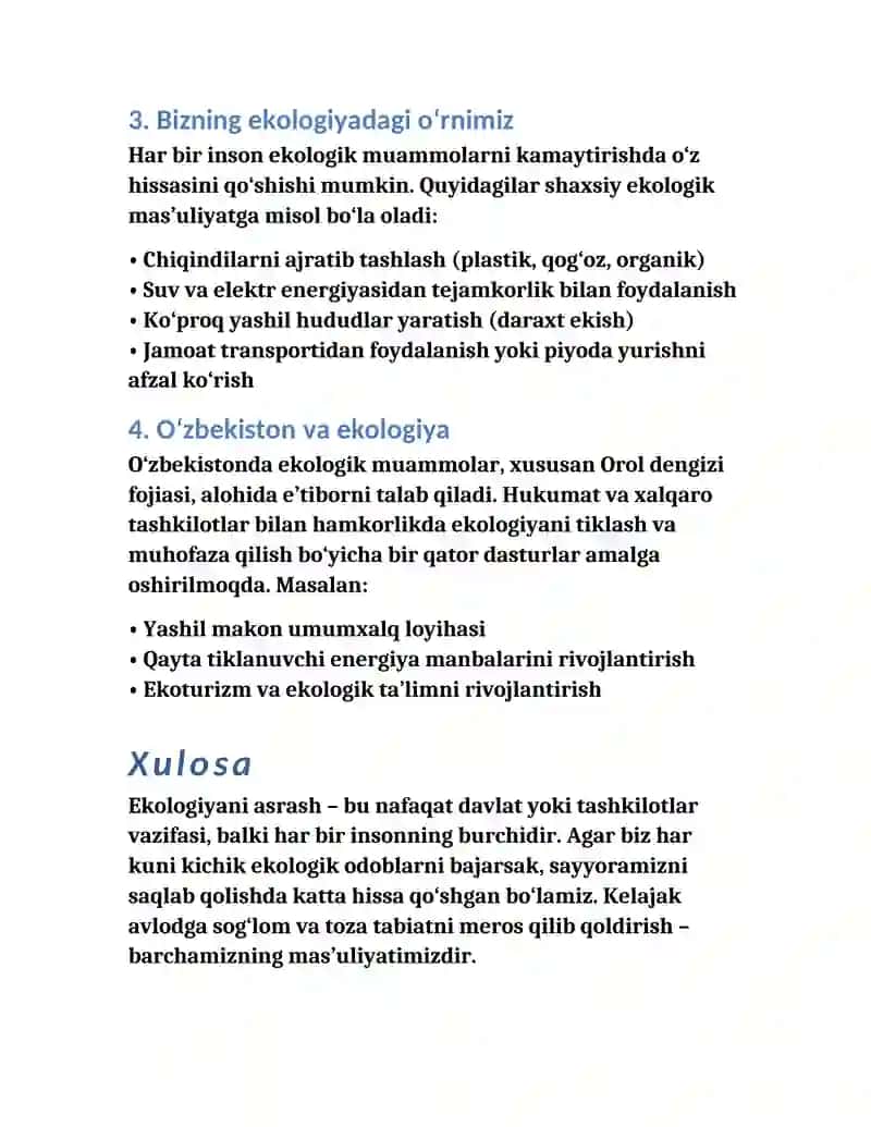Ekologiya va biz 2