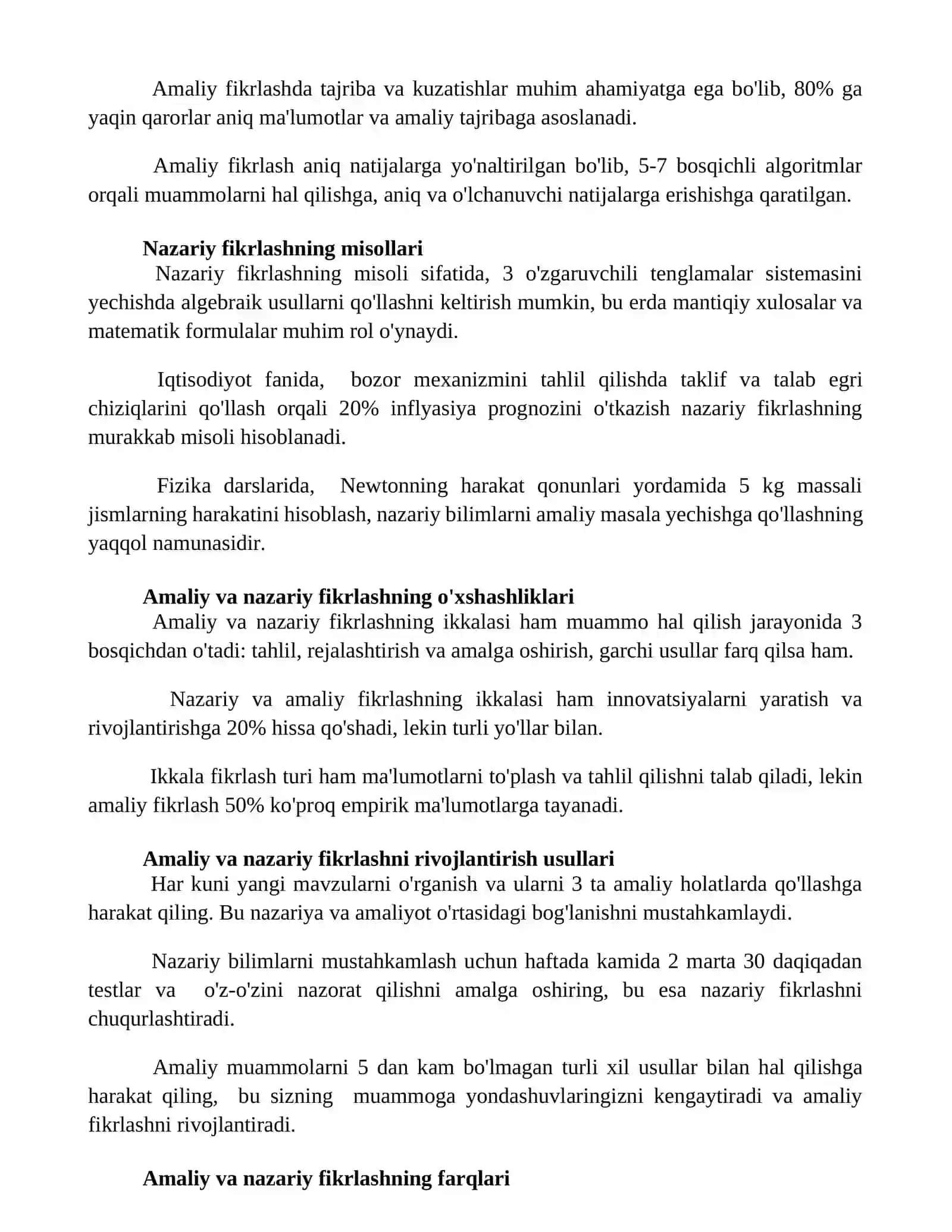 Amaliy va nazariy tafakkurni qiyoslash 2