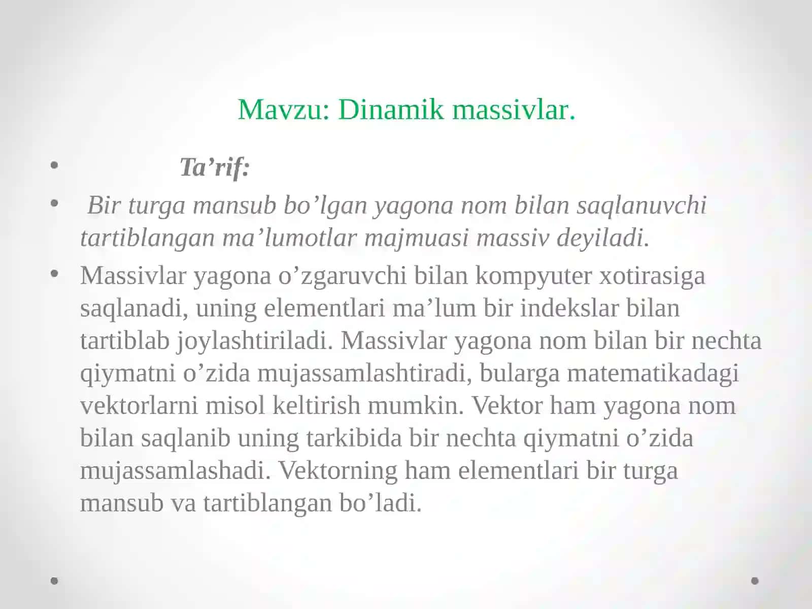 Dinamik massivlar 2