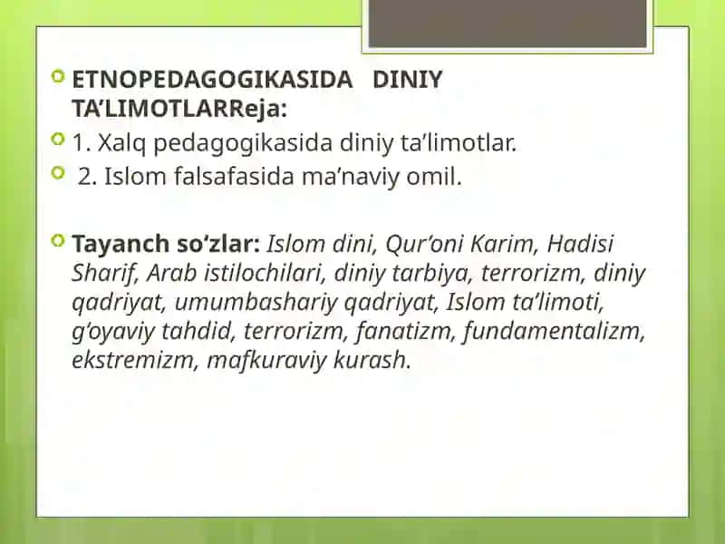 ETNOPEDAGOGIKAFANIDAN TAYYORLAGAN TAQDIMOTI 2