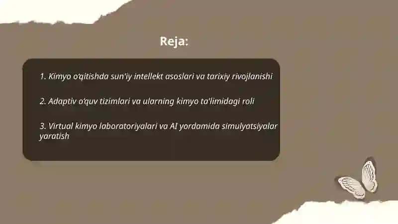 Kimyo o‘qitishda sun'iy intellektdan foydalanish texnikasining shakllanishi 2