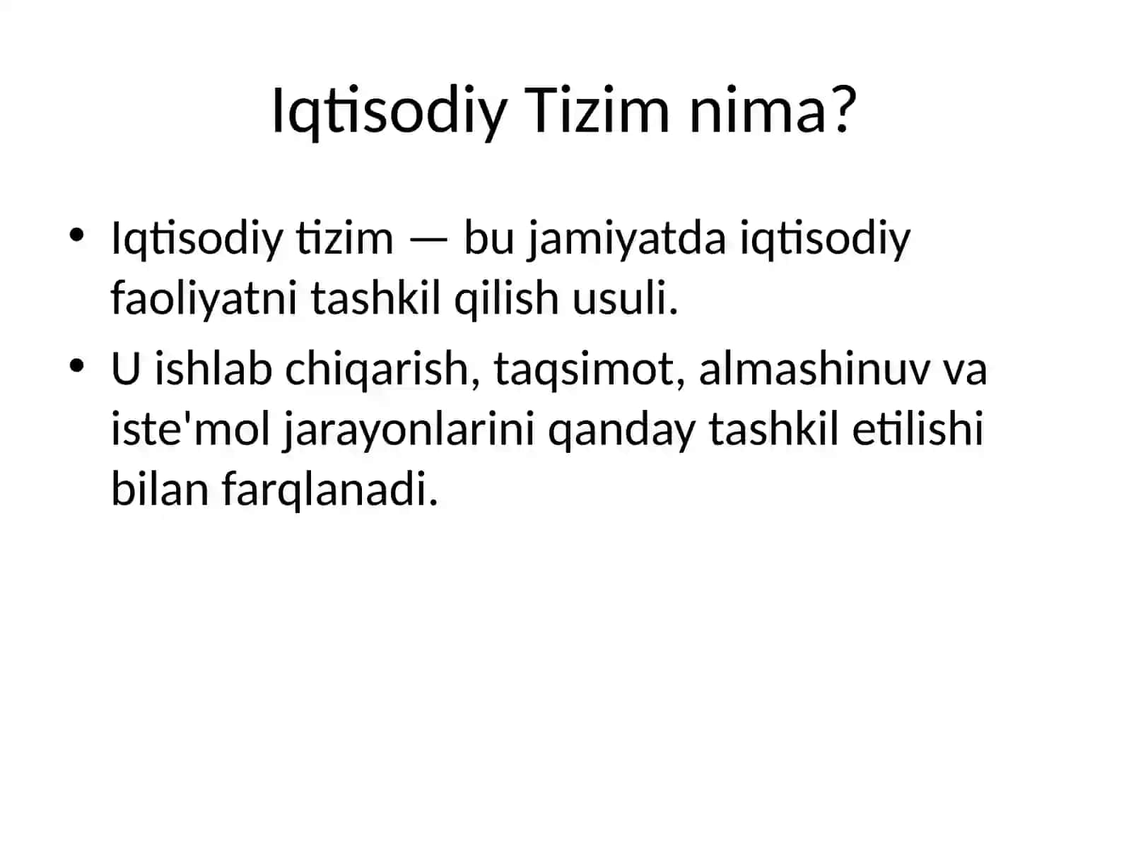 Iqtisodiy Tizimlar 2