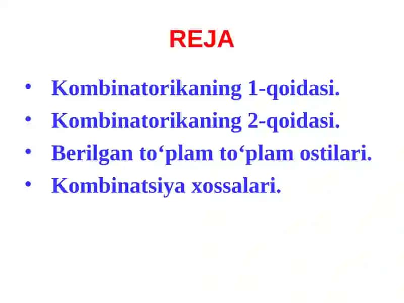 Kombinatorika va uning asosiy qoidalari 2