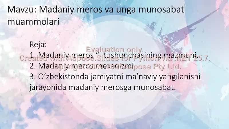 Madaniy meros va unga munosabat muammolari 2