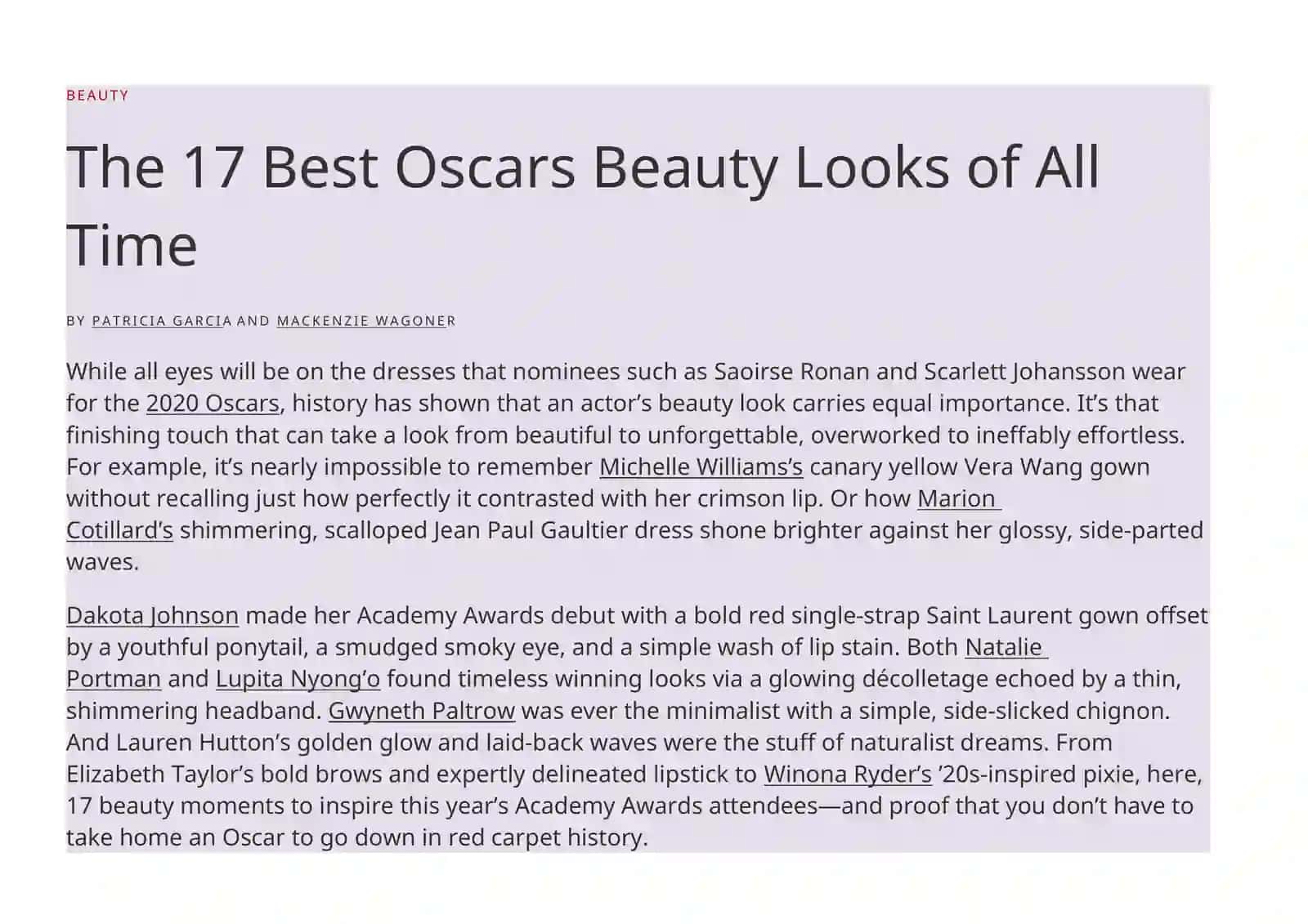 The 17 Best Oscars Beauty Looks of All Time 2