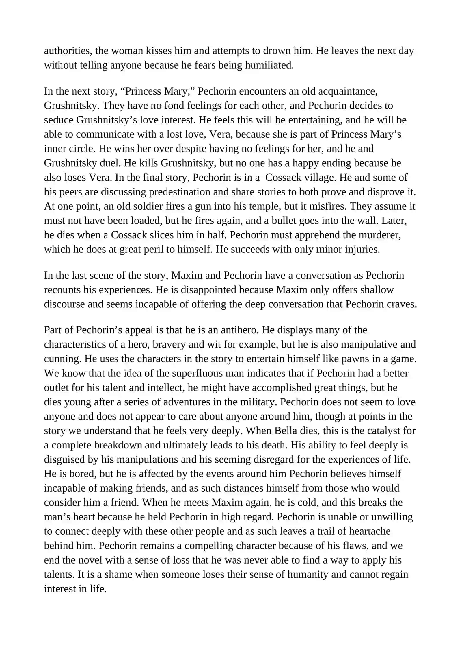 A Hero Of Our Time Summary 2