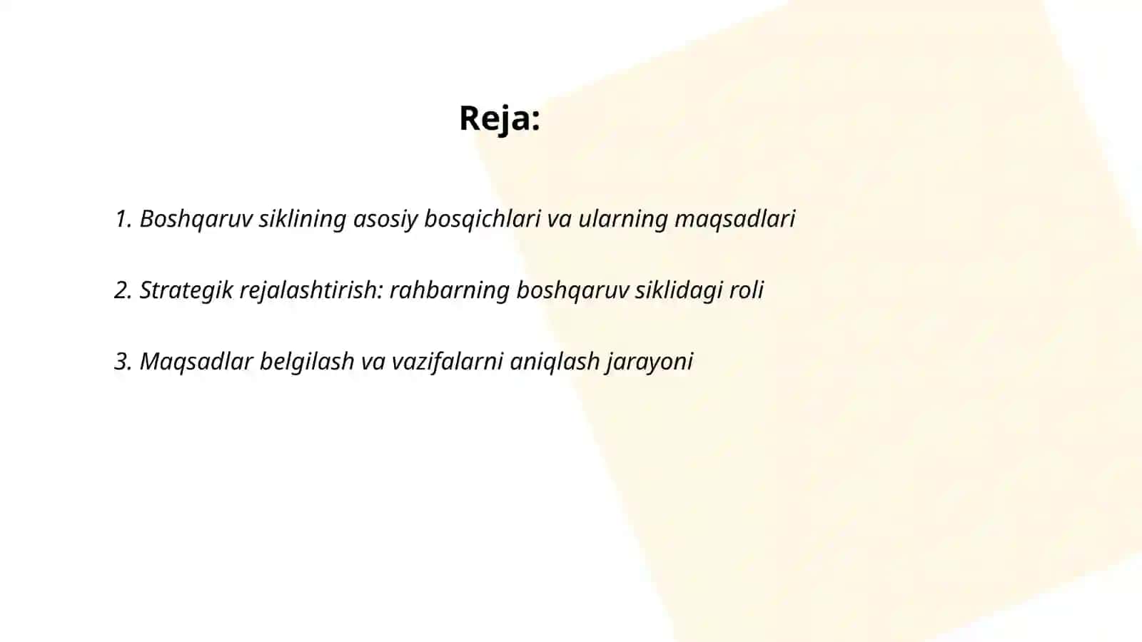 Tashkillotdayoshchillik rahbarning boshqaruv sikli 2