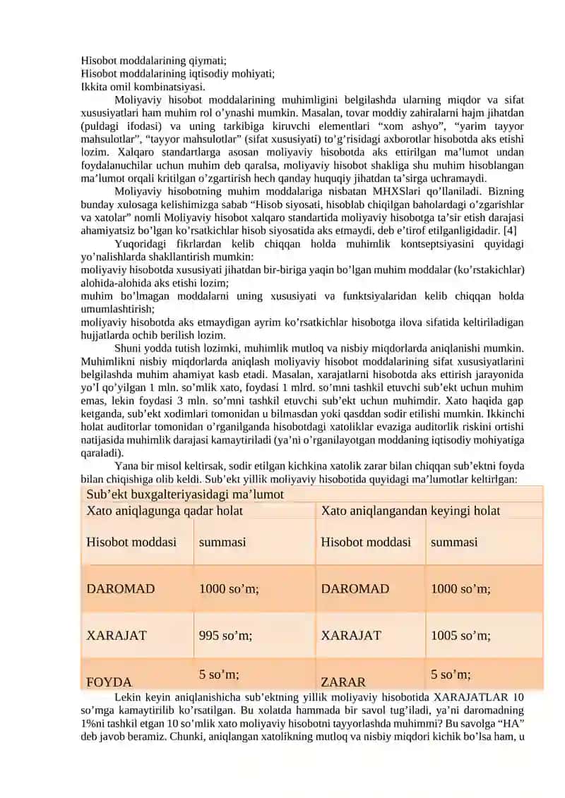 AUDITDA MUHIMLIK TUSHUNCHASI VA AUDITORLIK RISK 2