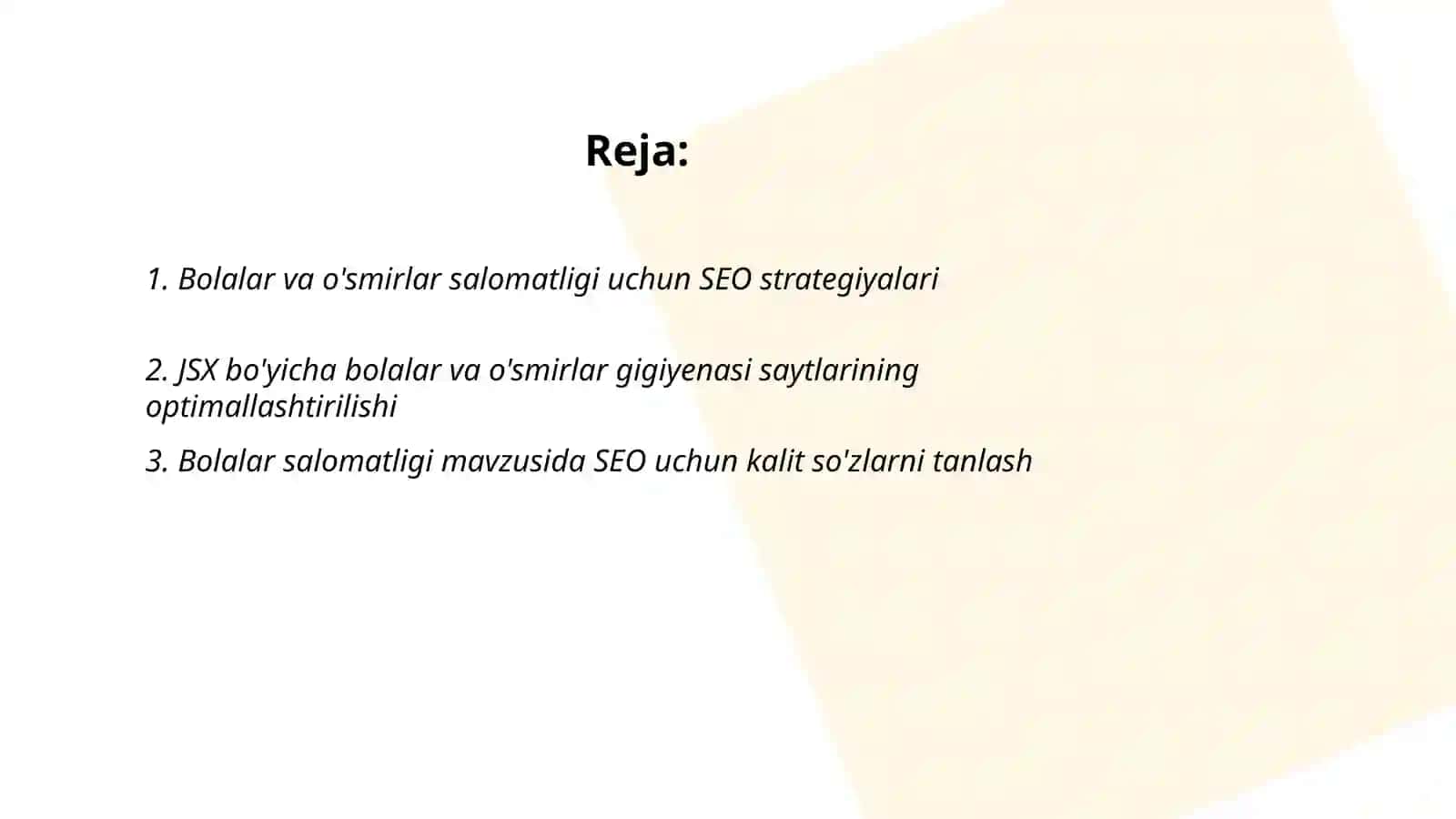 Bolalar va O'smirlar Salomatligi 2