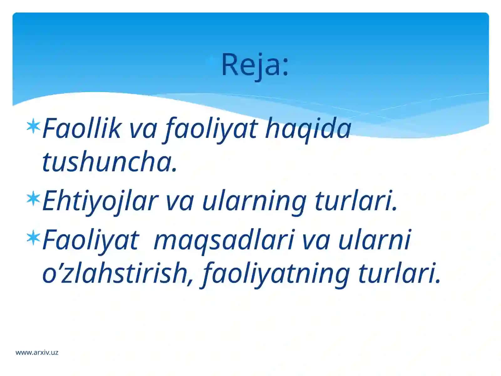 Faoliyat va faoliyat turlari 2