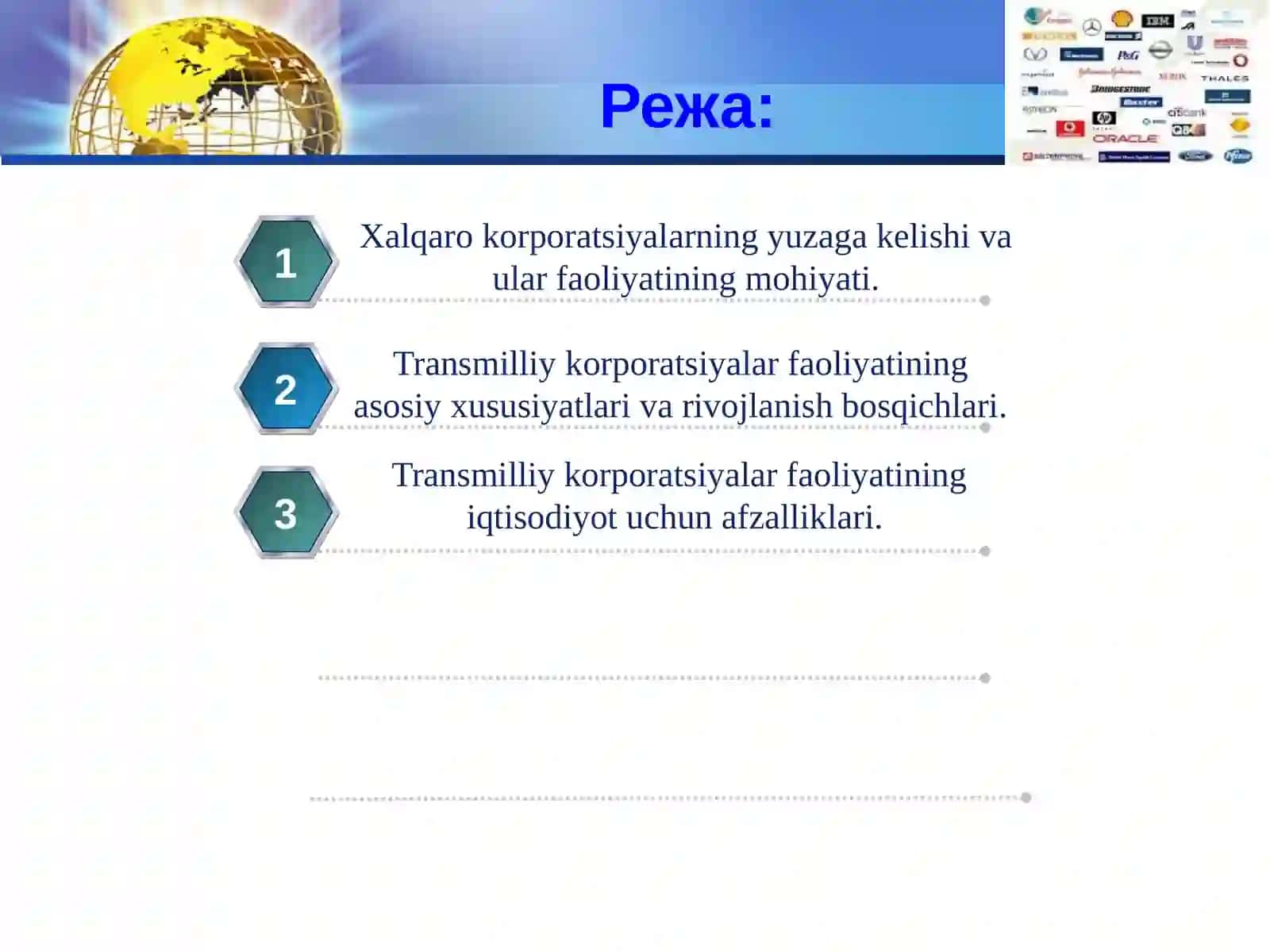 Xalqaro korporatsiyalar faoliyati 2