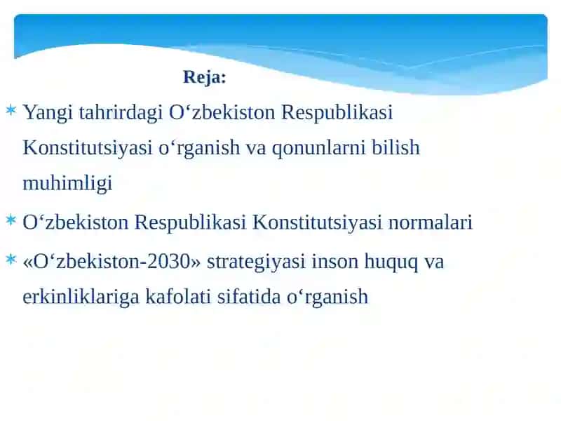 O‘zbekiston respublikasi konstitutsiyasini o‘rganish 2