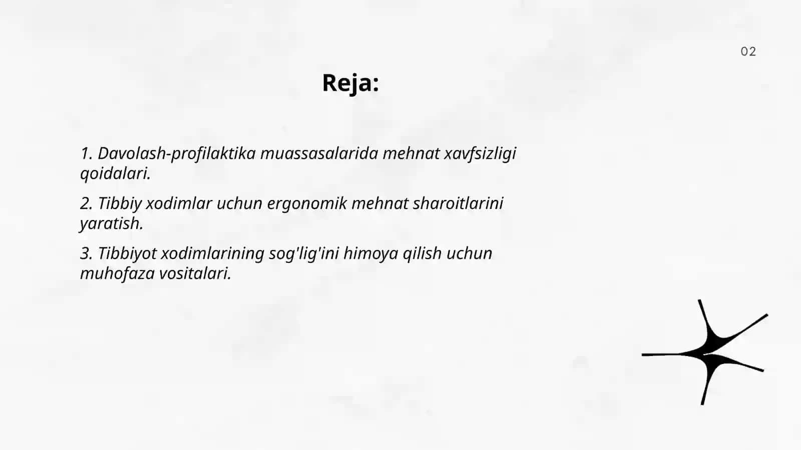 Davolash profilaktika muassasalarida tibbiy xodimlarning salomatligini ta'minlovchi mehnat sharoitlarini tashkil etish 2