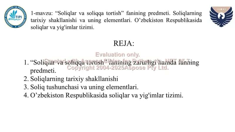 Soliqlar va soliqqa tortish fani 2