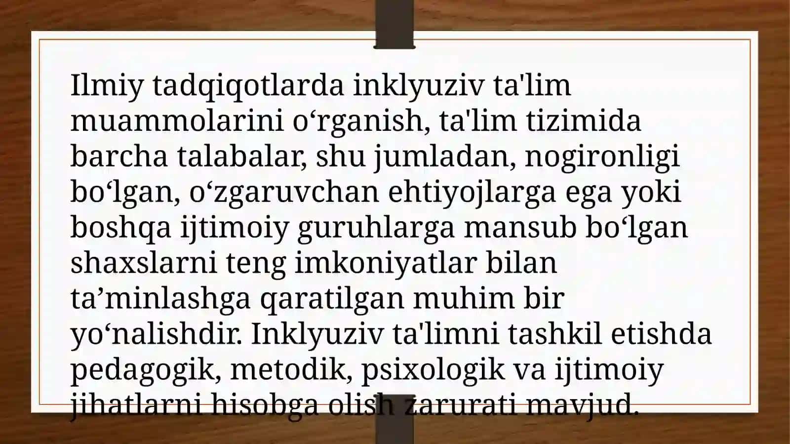 Inklyuziv ta'lim muammolarini o'rganish 2