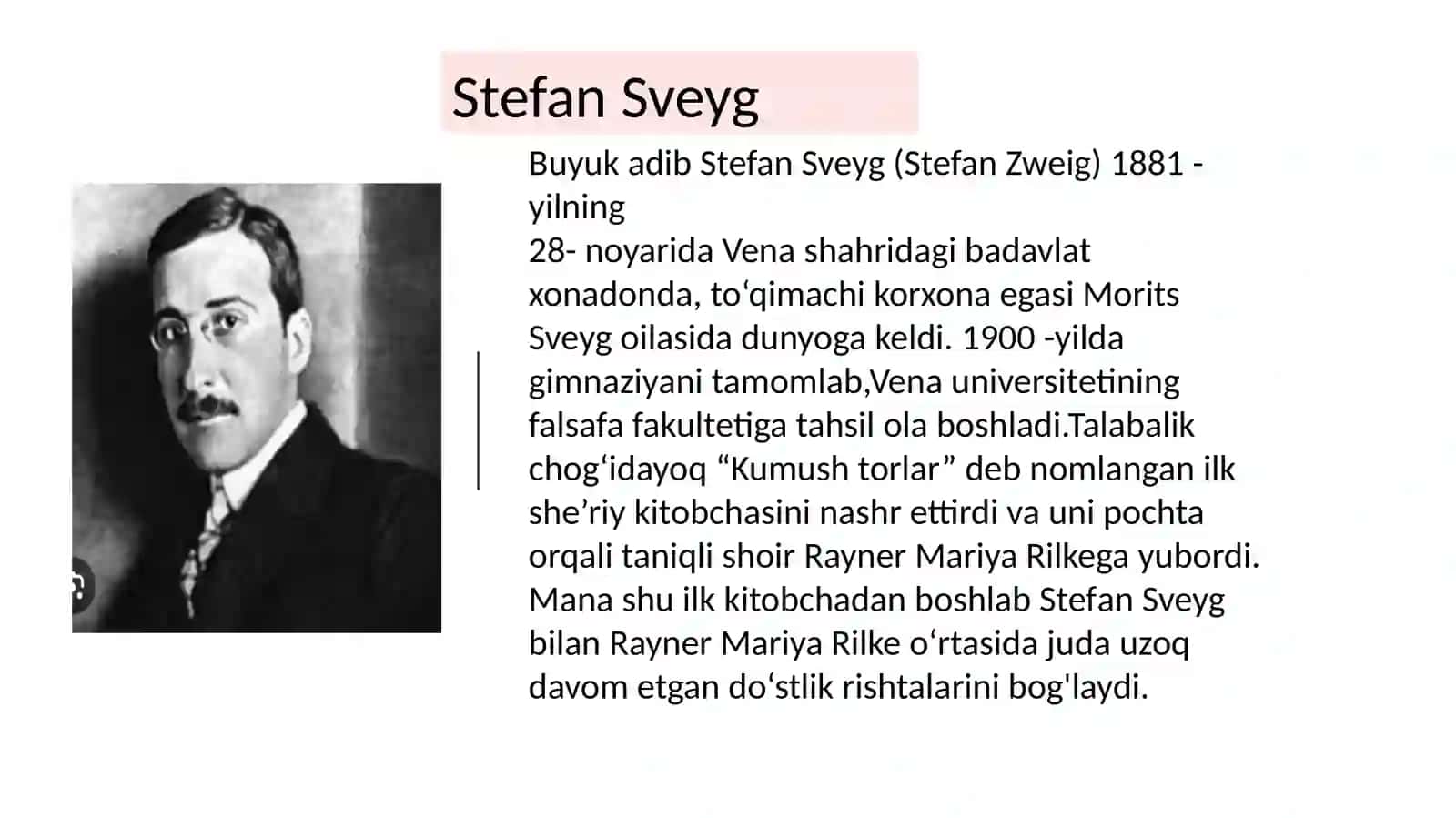 Stefan Sveyg ijodi va novellalari 2