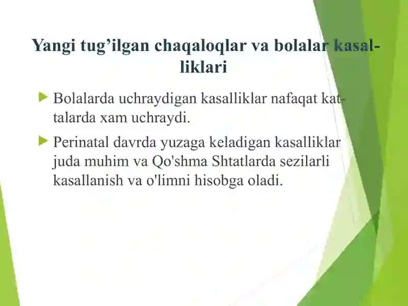 Yangi tug'ilgan chaqaloqlar va bolalar kasalliklari 2