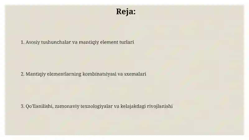 Mantiqiy elementlar 2