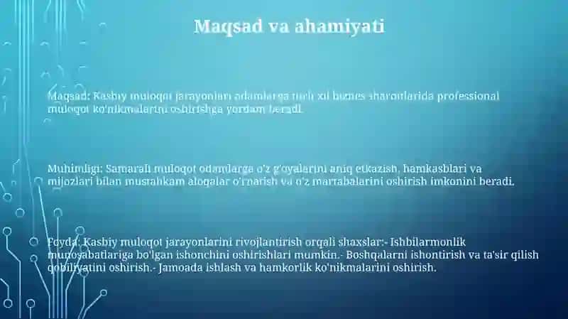 Kasbiy Muloqot Jarayonlari 2