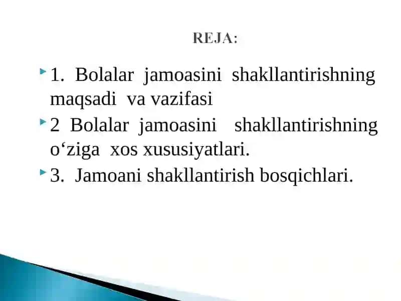 Bolalar jamoasini shakllantirishning maqsadi va vazifasi 2