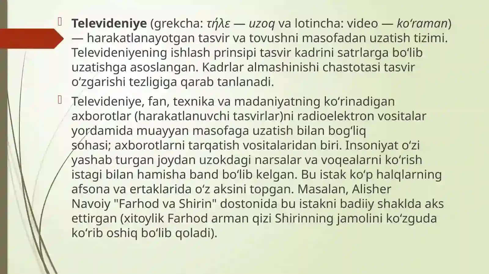Televideniyako’ngilocharsanoatsifatida 2