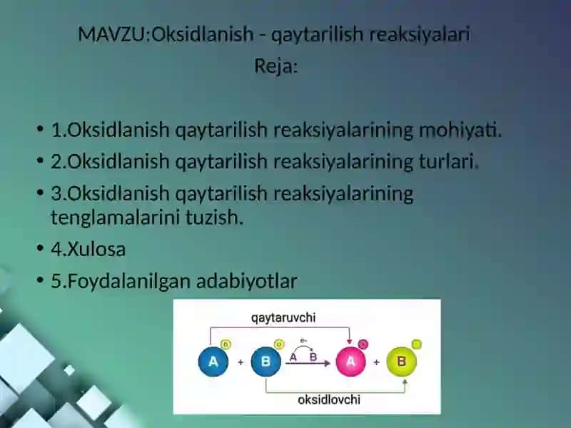 Oksidlanish-qaytarilish reaksiyalari 2