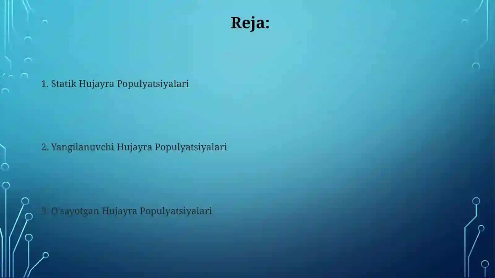 Statik Hujayra Populyatsiyalari 2
