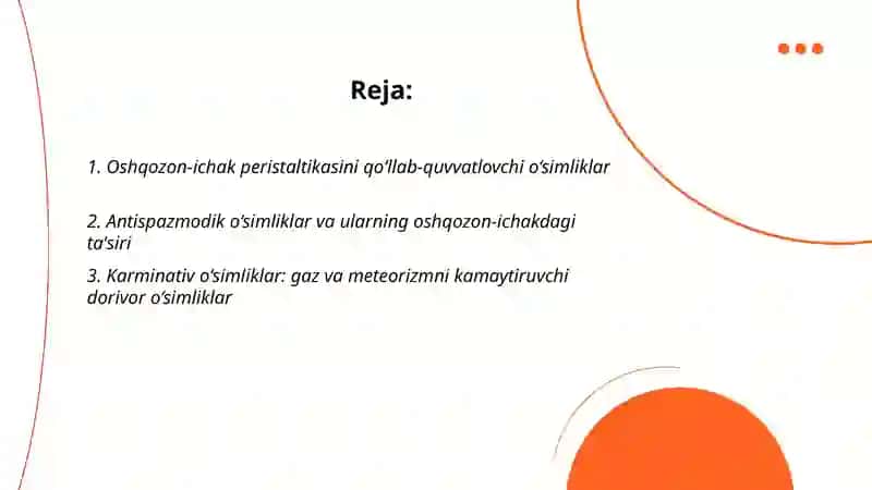 Oshqozon ichak faoliyatiga ta'sir qiluvchi o'simliklar 2