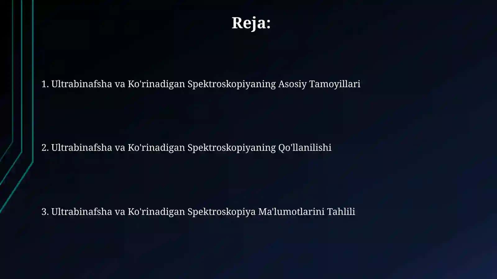 Ultrabinafsha va ko‘rinuvchan soha spektroskopiyasi 2