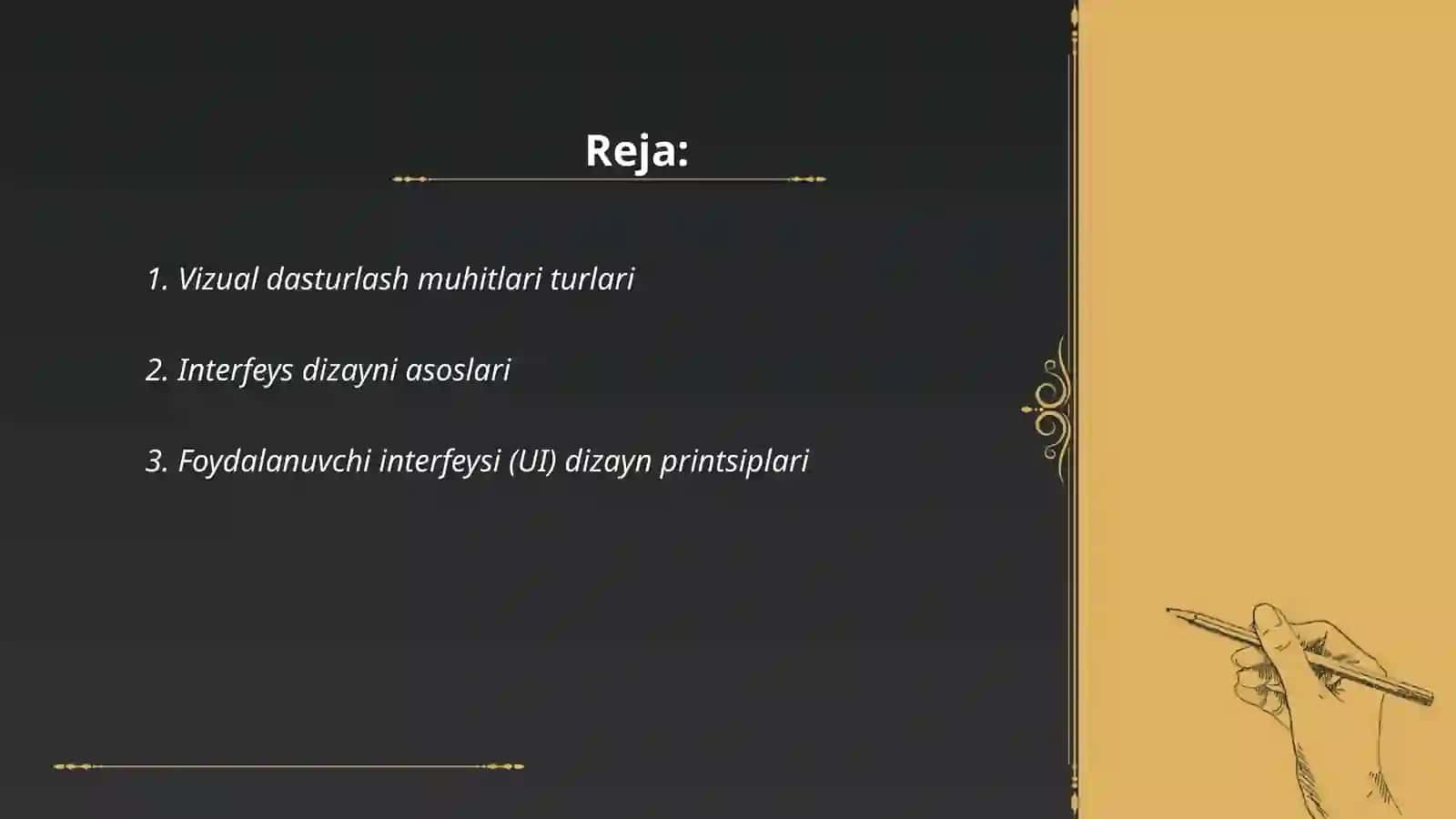 Vizual dasturlash muhitida interfeysli dasturlar yaratish 2