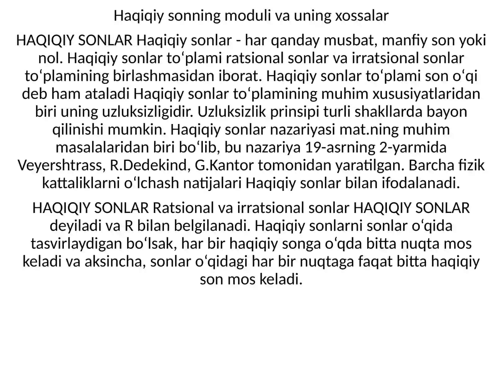 Haqiqiy sonning moduli va uning xossalar 2