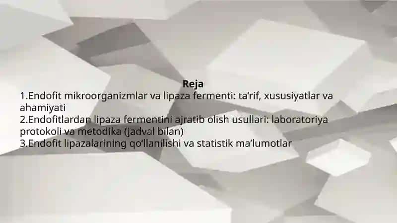 Endofitlardan lipaza fermentini ajratib olish usullari 2