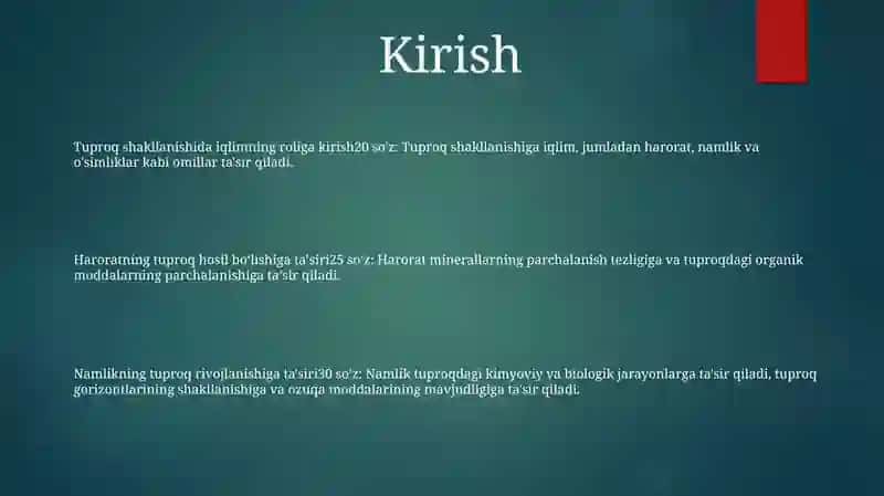 Tuproq Xosil Bulishda Iqlimning Urni 2