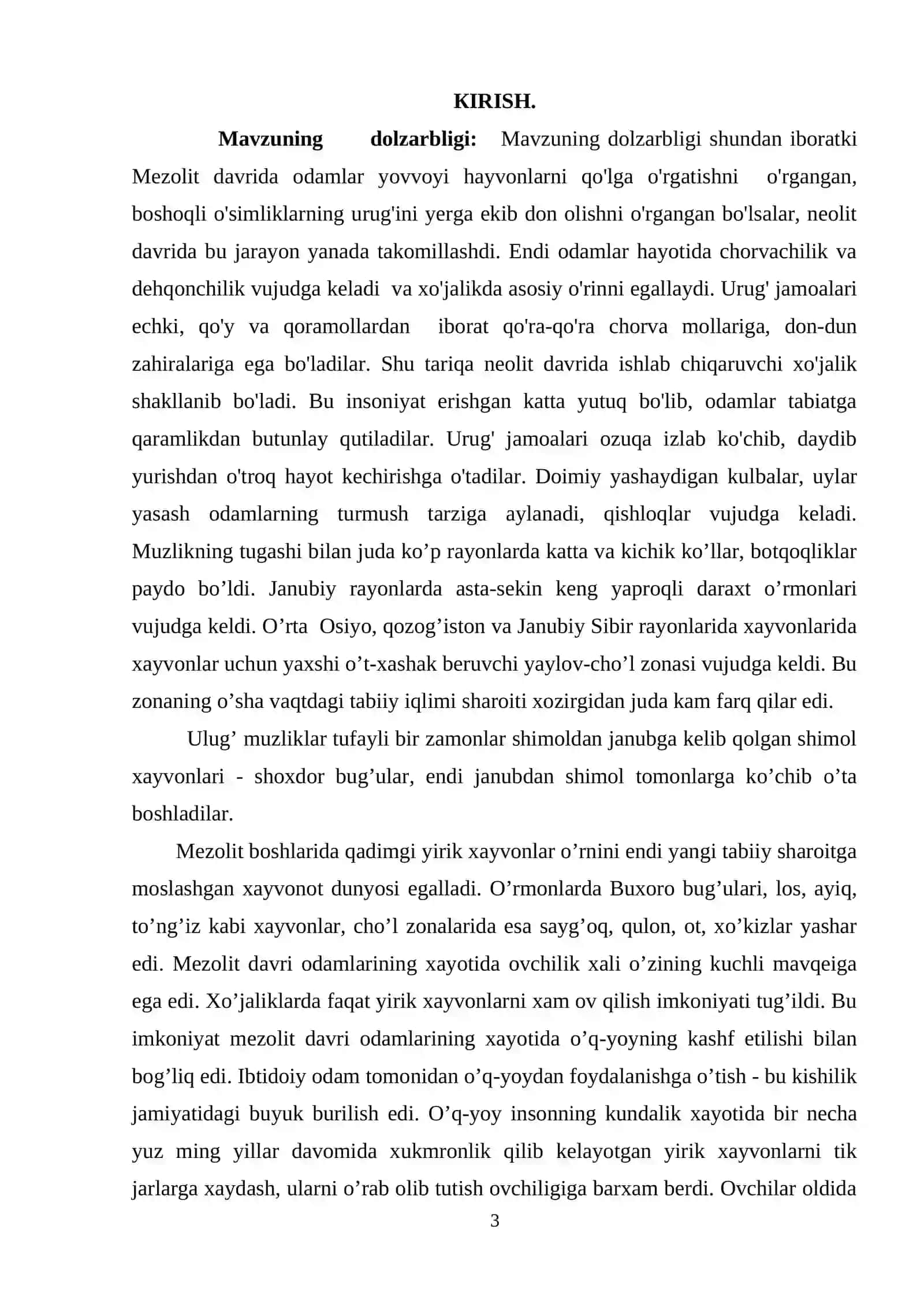 Tosh (Mezolit) davri xo‘jaligi va moddiy madaniyati 2