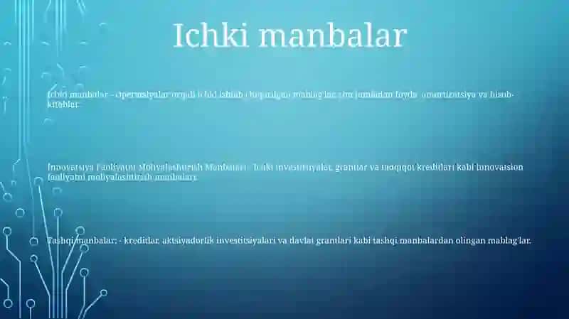 Инноватсион Фаолиятни Молиялаштириш Манбалари 2
