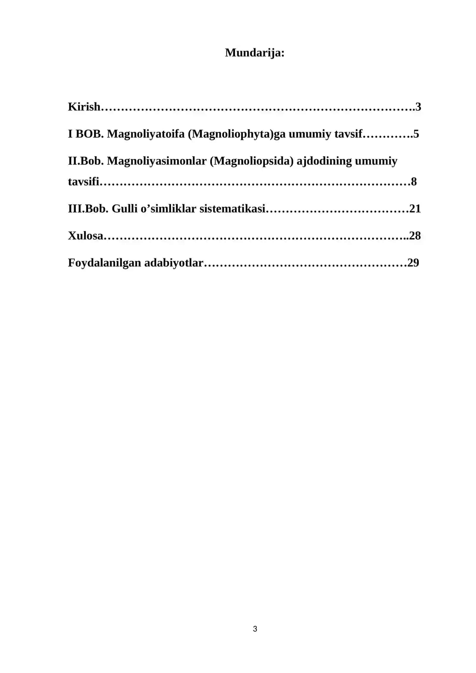 Magnoliyatoifa (Magnoliophyta)ga umumiy tavsif 2