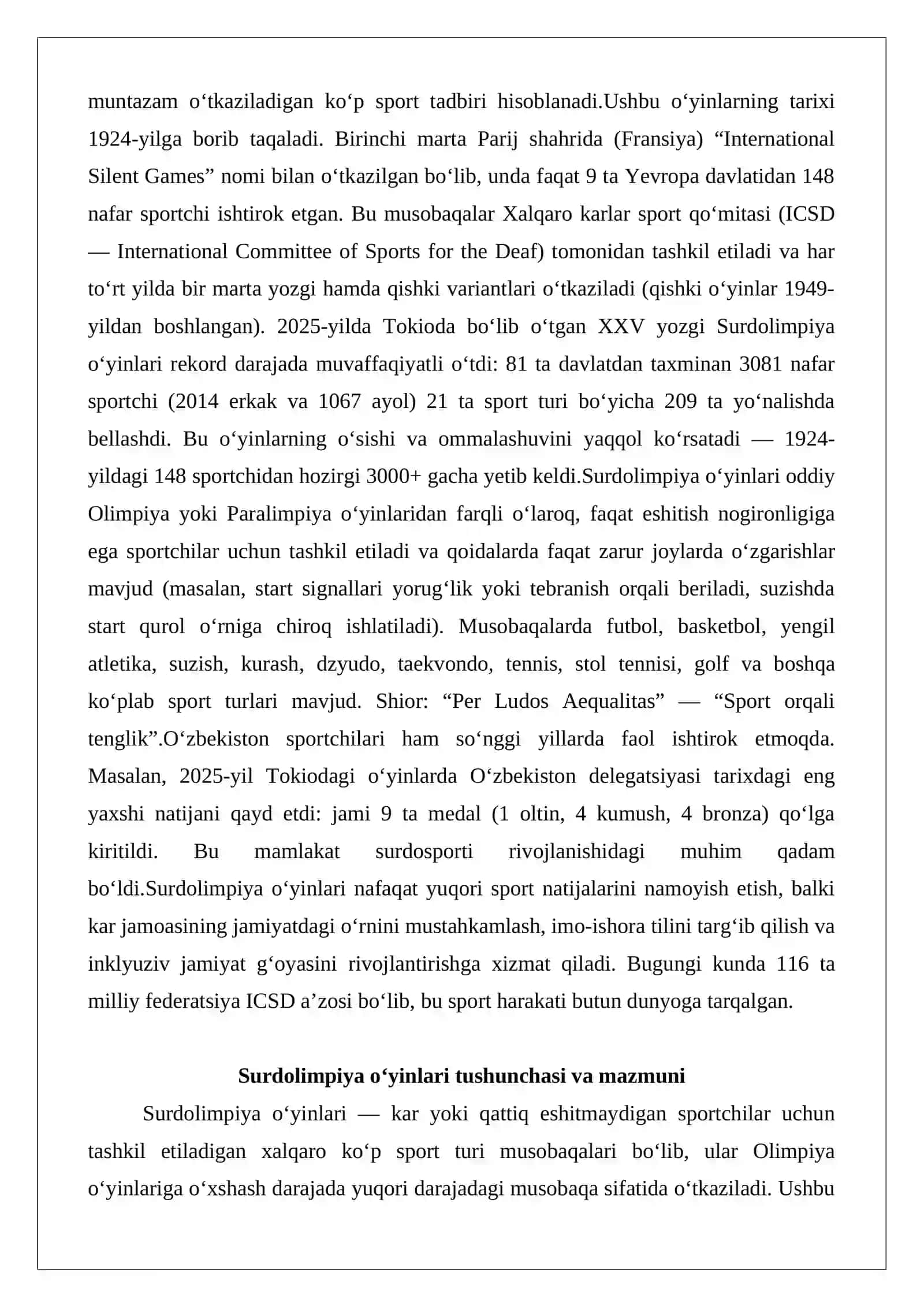 Surdolimpiya o‘yinlari 2