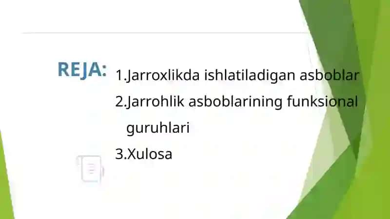 Jarrohlik amaliyoti uchun majmualar 2