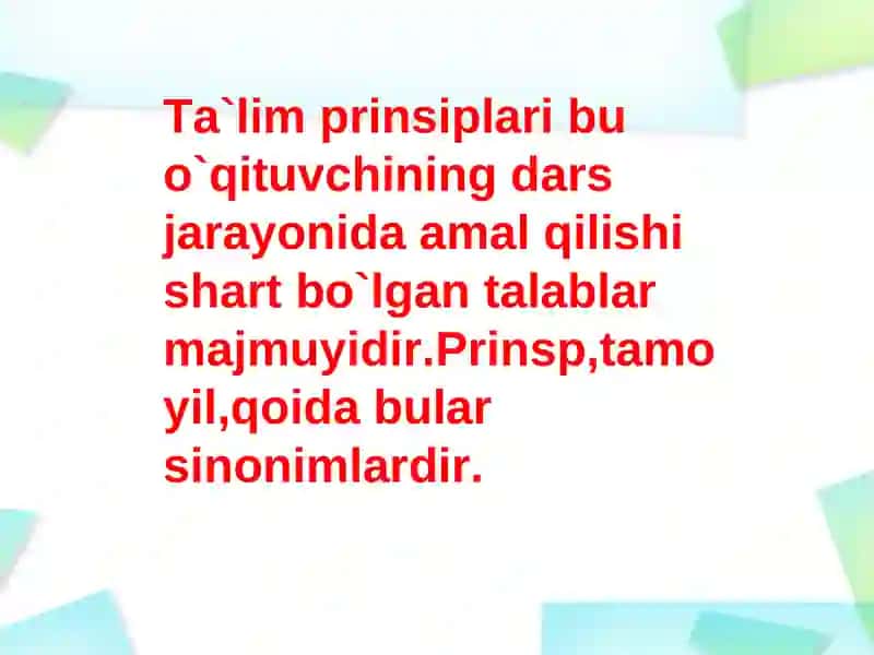 Ta`lim prinsiplari 2
