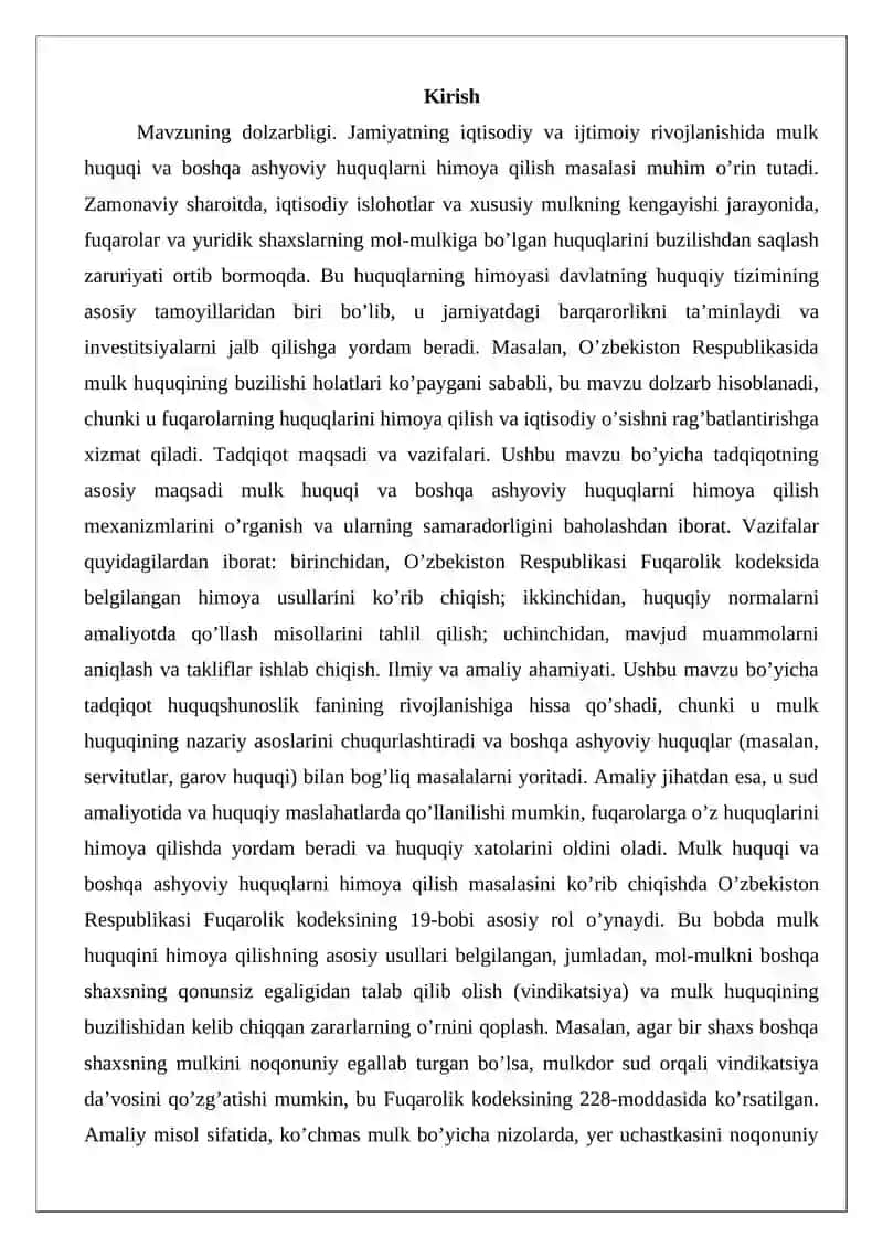 Mulk huquqi va boshqa ashyoviy huquqlarni himoya qilish 2