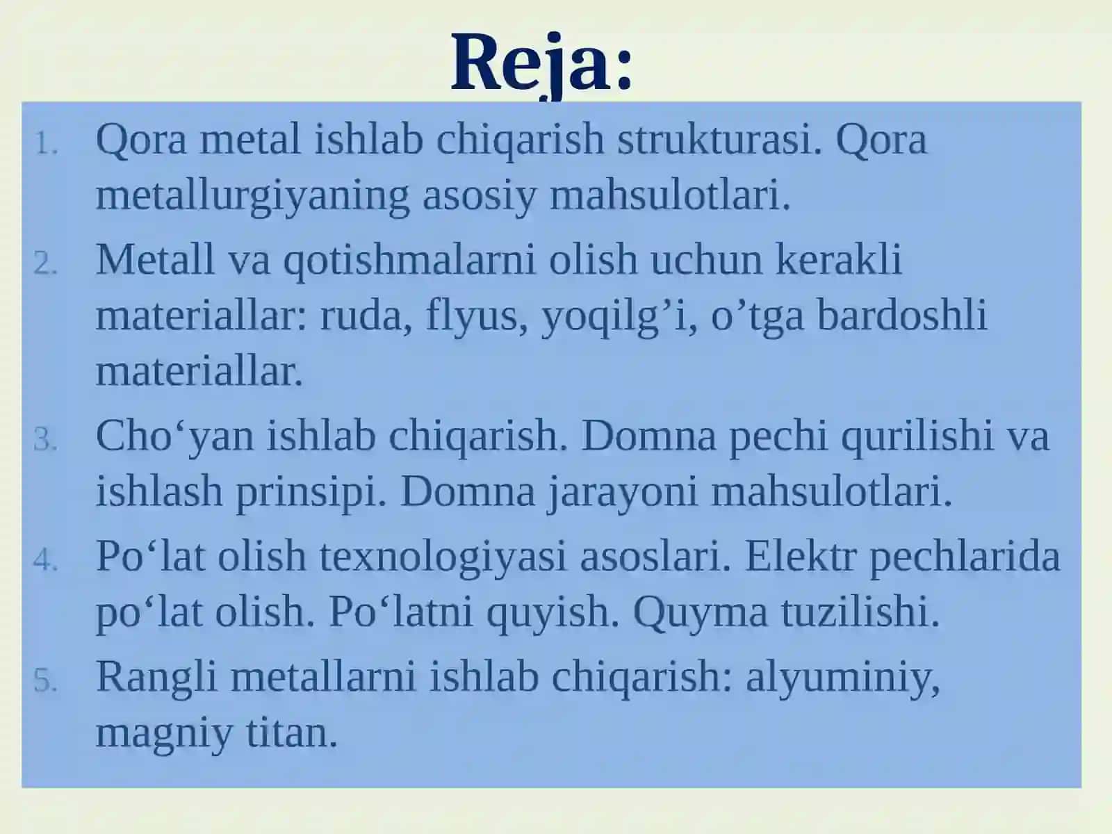 Metalurgiya asoslari. Domna pechi 2