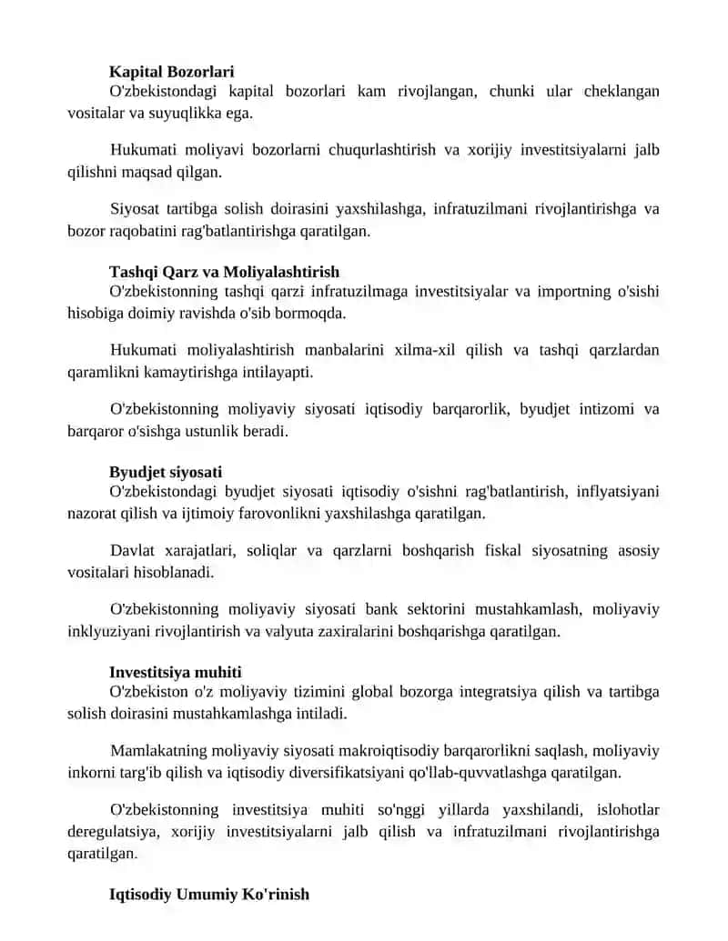 O'zbekistonning moliyaviy siyosati 2