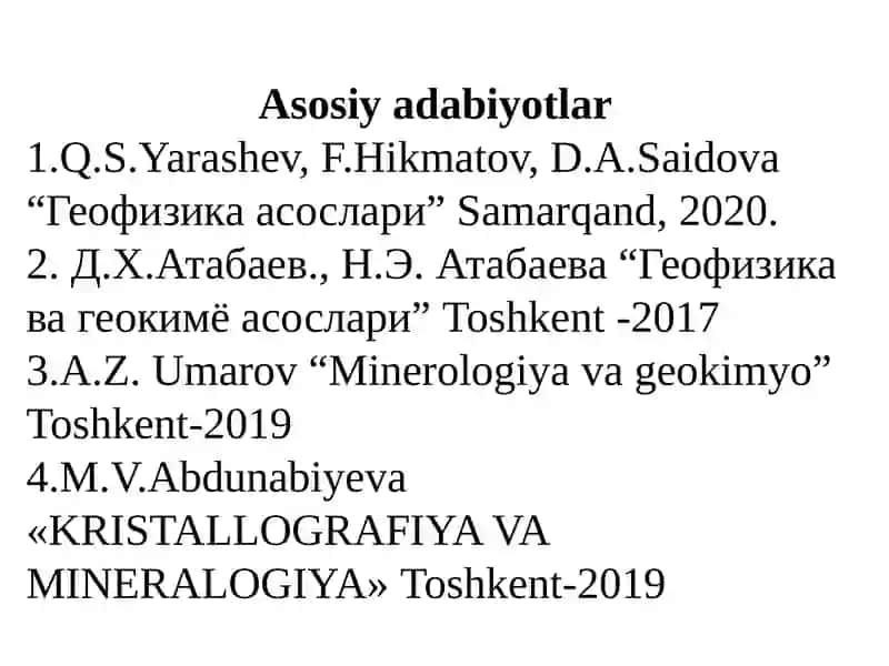 Geofizika va geokimyo asoslari faniga kirish 2