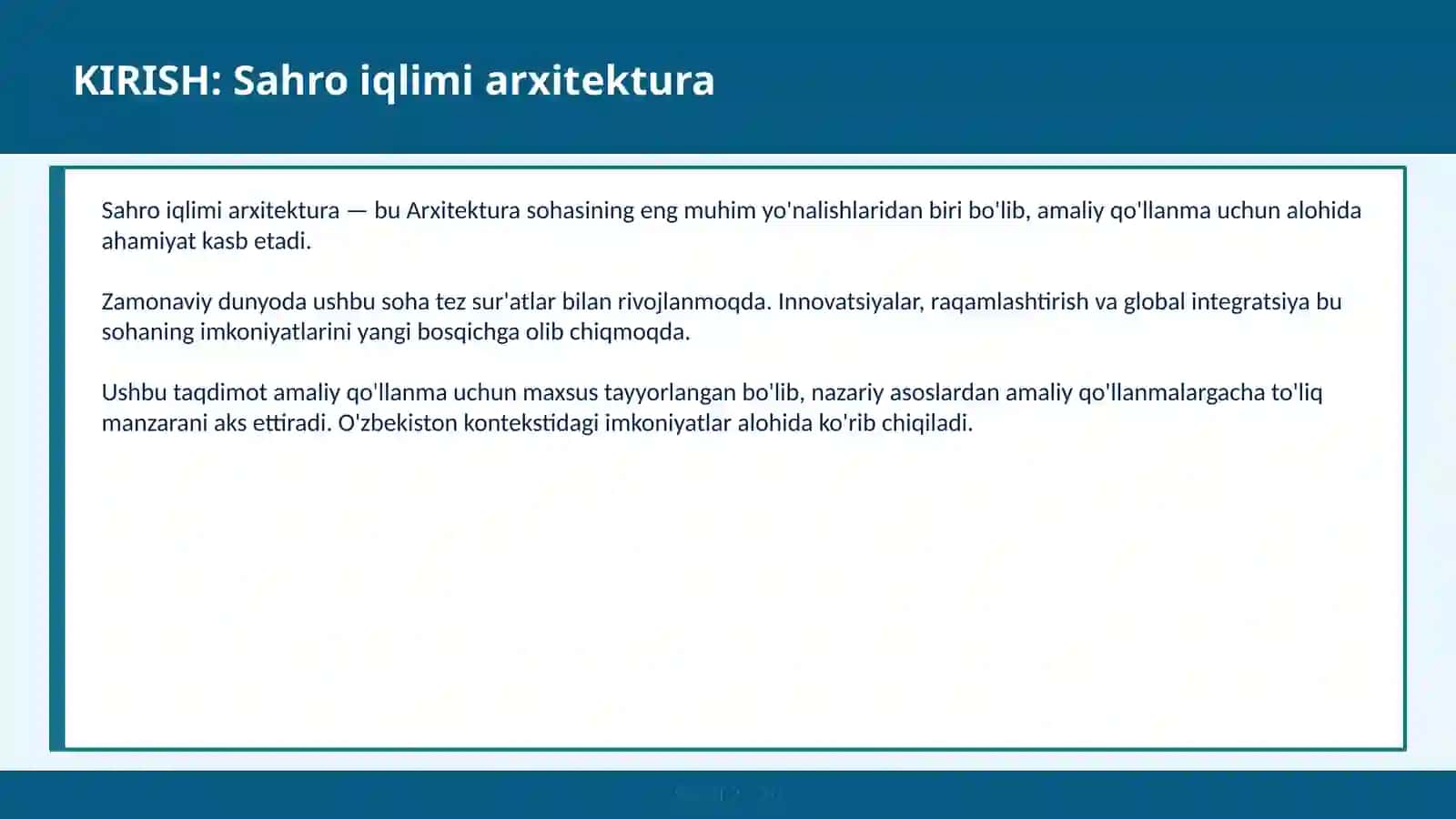 Sahro iqlimi arxitektura 2
