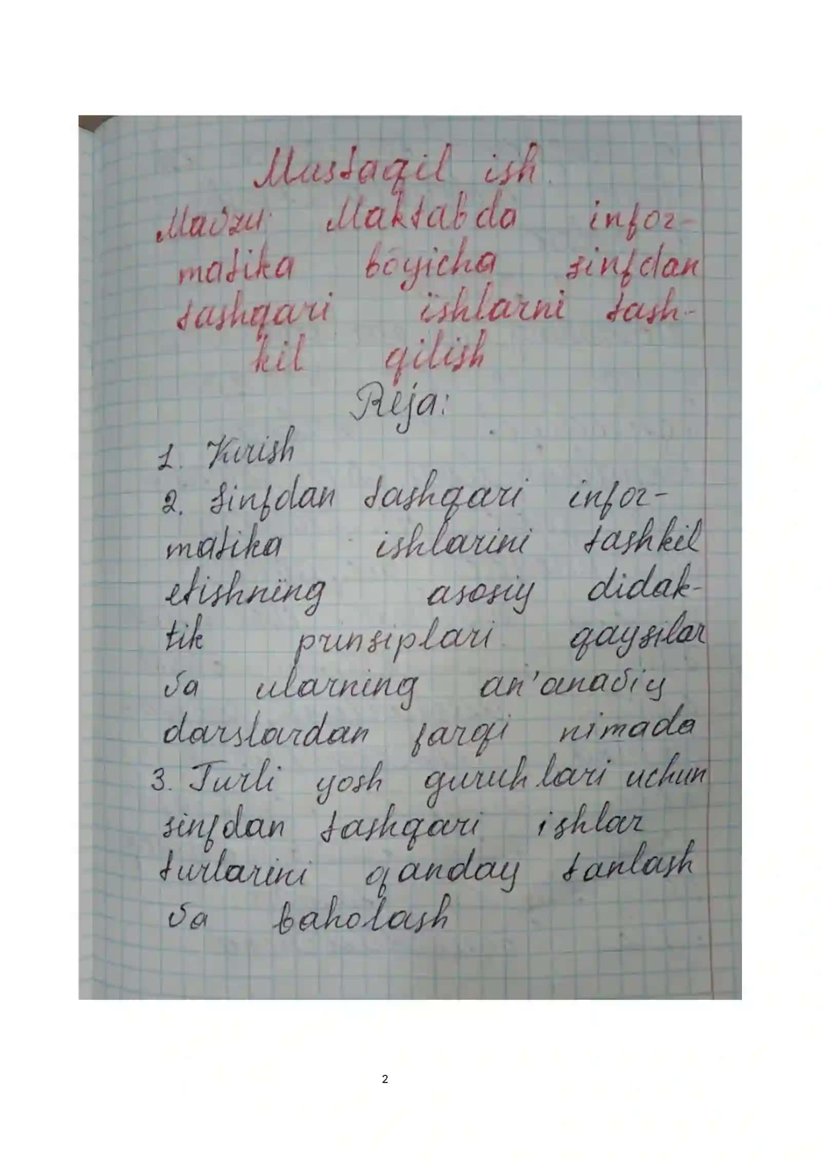 sinfdan tashqari informatikani o`qitish metodikasi 2
